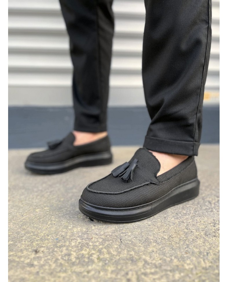 JY154 Blaze Bağcıksız Püsküllü Keten Erkek Günlük Spor Klasik Ayakkabı KST - Siyah Somersan Giyim | Kadın, Erkek ve Çocuk Moda