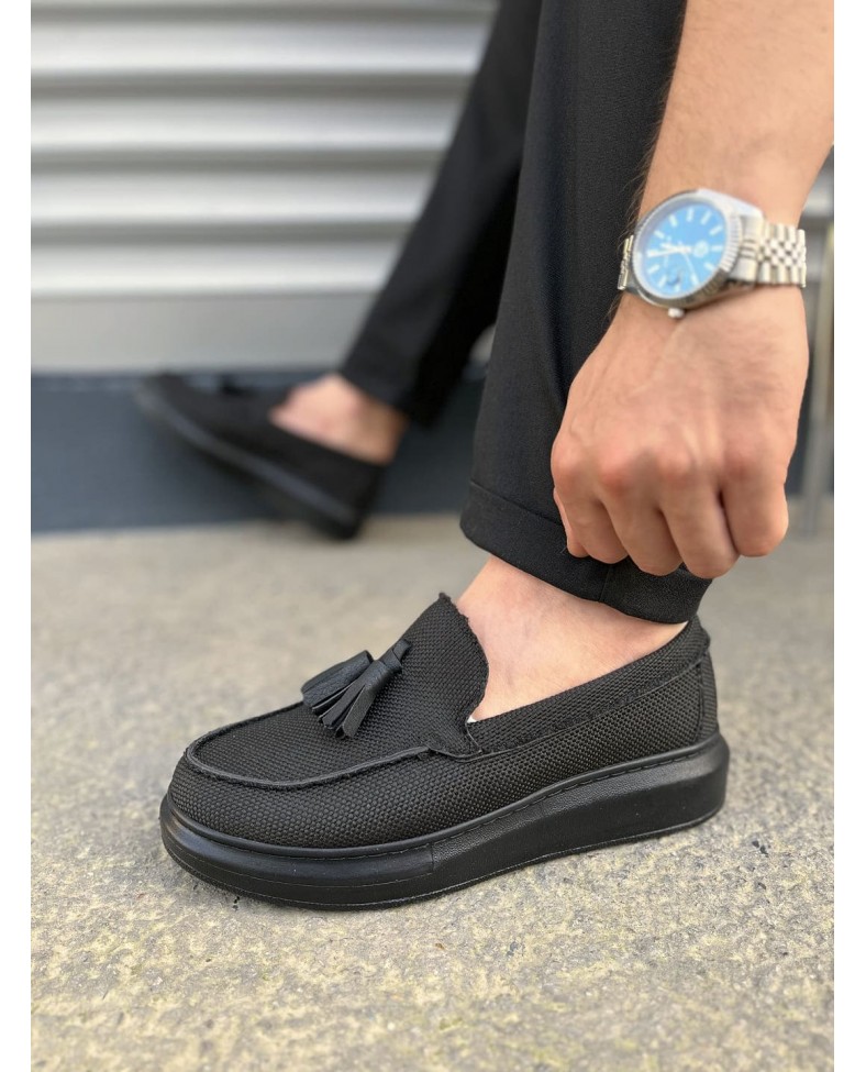 JY154 Blaze Bağcıksız Püsküllü Keten Erkek Günlük Spor Klasik Ayakkabı KST - Siyah Somersan Giyim | Kadın, Erkek ve Çocuk Moda