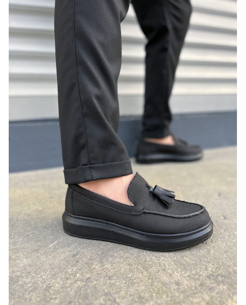 JY154 Blaze Bağcıksız Püsküllü Keten Erkek Günlük Spor Klasik Ayakkabı KST - Siyah Somersan Giyim | Kadın, Erkek ve Çocuk Moda