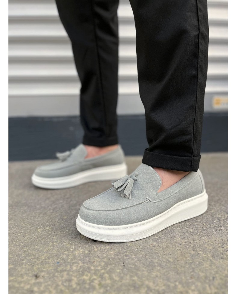 JY154 Blaze Bağcıksız Püsküllü Süet Erkek Günlük Spor Klasik Ayakkabı SBT - Gri Somersan Giyim | Kadın, Erkek ve Çocuk Moda