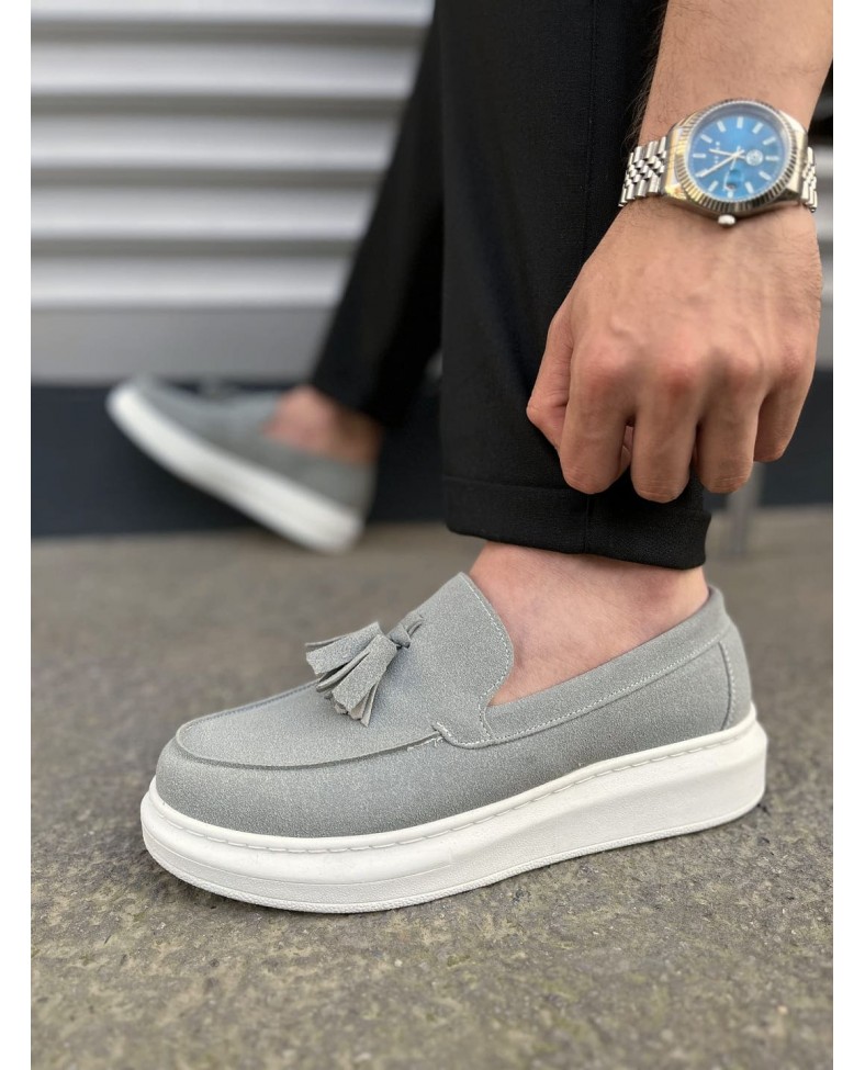 JY154 Blaze Bağcıksız Püsküllü Süet Erkek Günlük Spor Klasik Ayakkabı SBT - Gri Somersan Giyim | Kadın, Erkek ve Çocuk Moda
