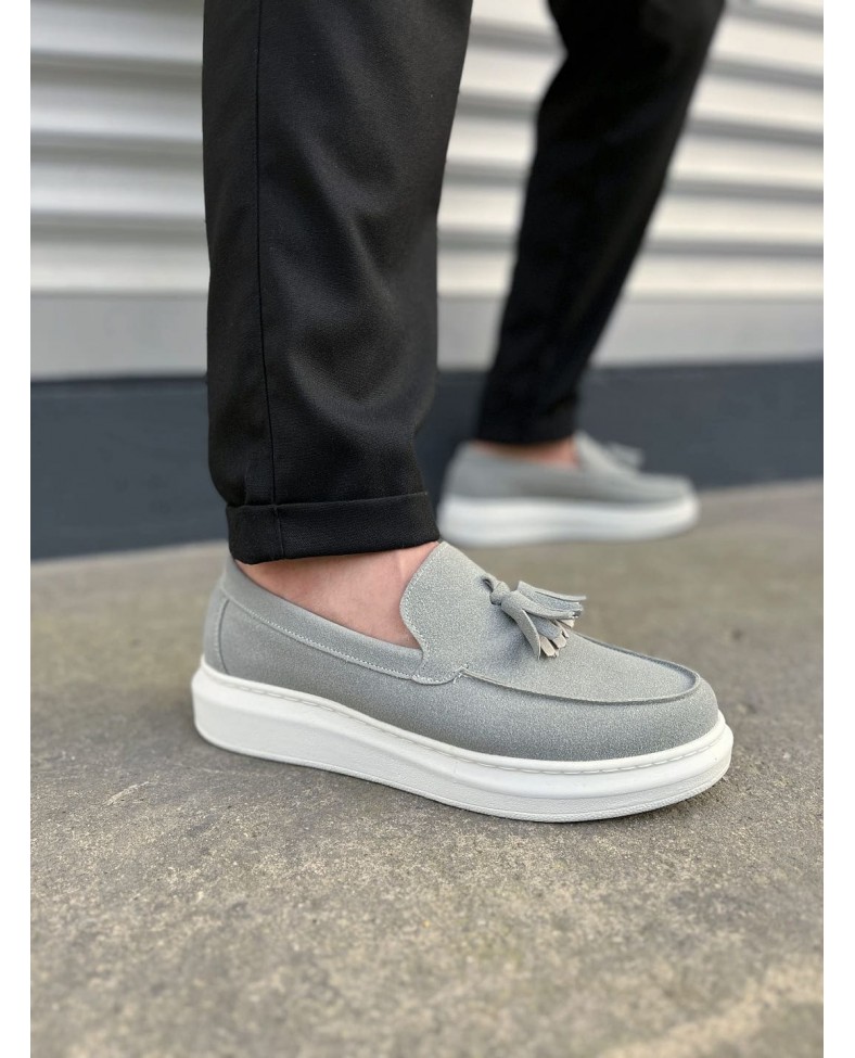 JY154 Blaze Bağcıksız Püsküllü Süet Erkek Günlük Spor Klasik Ayakkabı SBT - Gri Somersan Giyim | Kadın, Erkek ve Çocuk Moda
