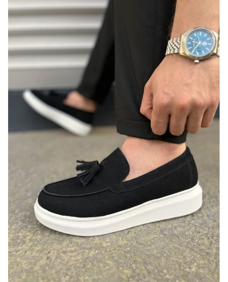 JY154 Blaze Bağcıksız Püsküllü Süet Erkek Günlük Spor Klasik Ayakkabı SBT - Siyah Somersan Giyim | Kadın, Erkek ve Çocuk Moda