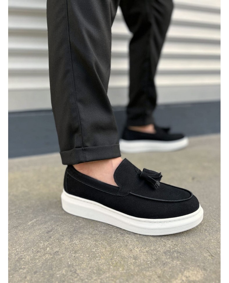 JY154 Blaze Bağcıksız Püsküllü Süet Erkek Günlük Spor Klasik Ayakkabı SBT - Siyah Somersan Giyim | Kadın, Erkek ve Çocuk Moda