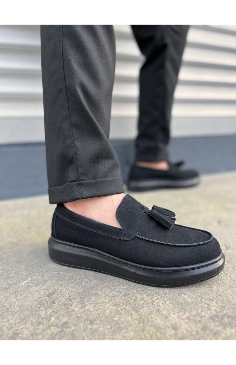 JY154 Blaze Bağcıksız Püsküllü Süet Erkek Günlük Spor Klasik Ayakkabı SST - Siyah
