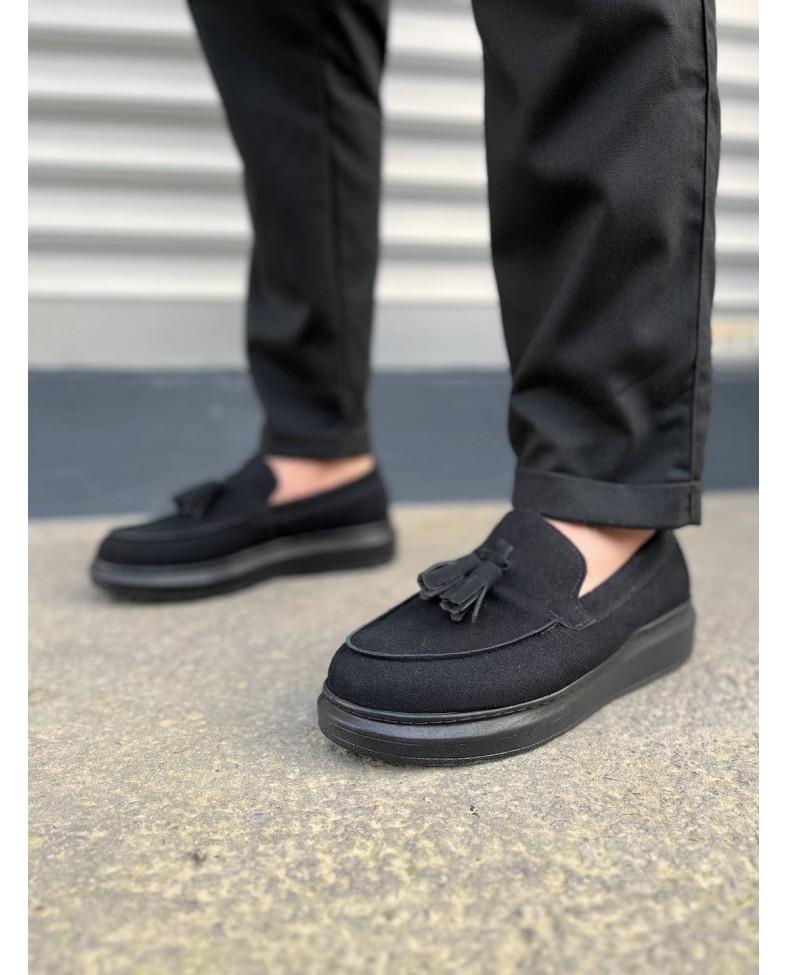 JY154 Blaze Bağcıksız Püsküllü Süet Erkek Günlük Spor Klasik Ayakkabı SST - Siyah Somersan Giyim | Kadın, Erkek ve Çocuk Moda