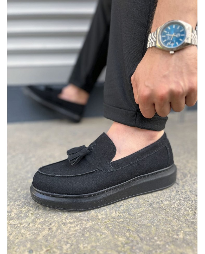 JY154 Blaze Bağcıksız Püsküllü Süet Erkek Günlük Spor Klasik Ayakkabı SST - Siyah Somersan Giyim | Kadın, Erkek ve Çocuk Moda