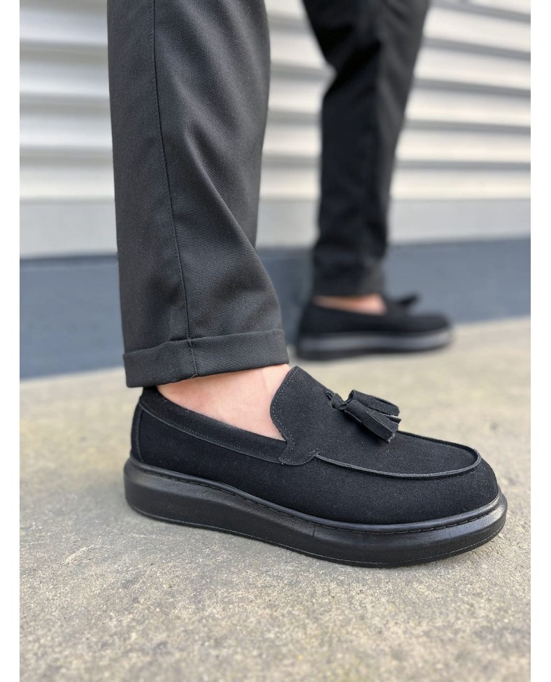 JY154 Blaze Bağcıksız Püsküllü Süet Erkek Günlük Spor Klasik Ayakkabı SST - Siyah Somersan Giyim | Kadın, Erkek ve Çocuk Moda