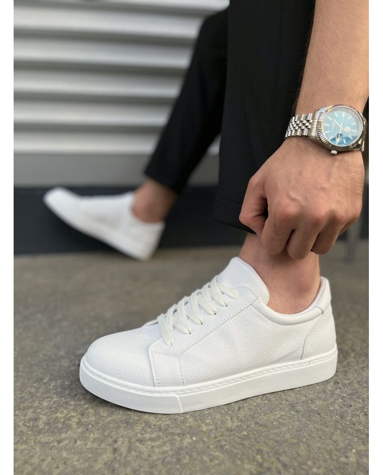 JY165 Elite Bağcıklı Cilt Erkek Günlük Sneaker Ayakkabı CBT - Beyaz