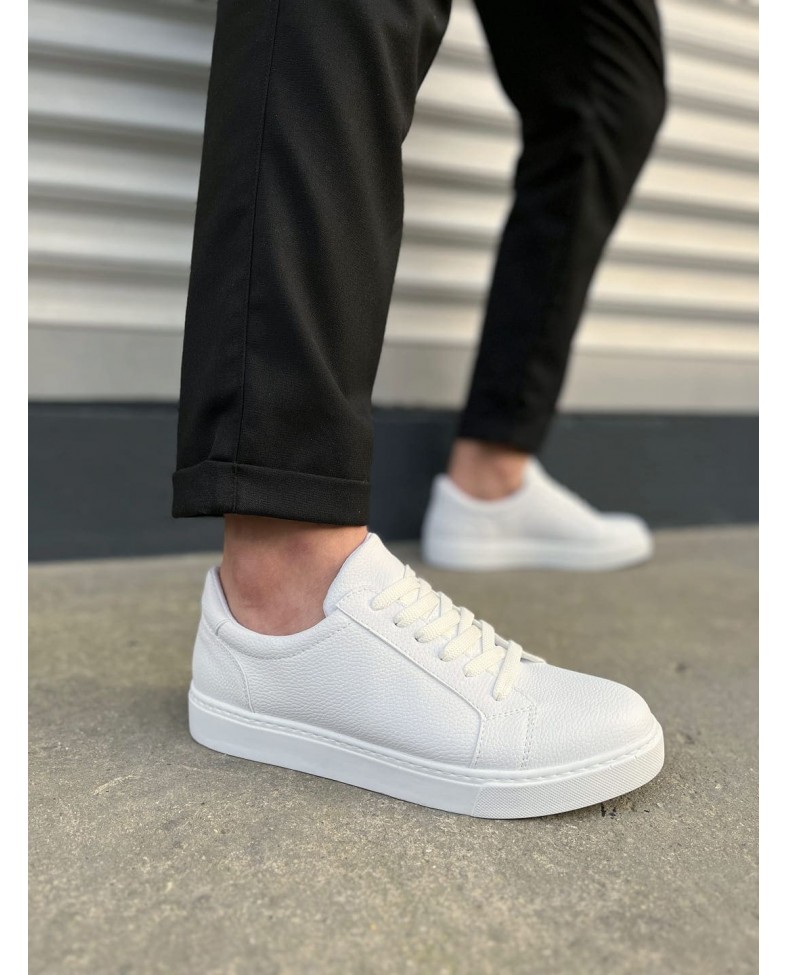 JY165 Elite Bağcıklı Cilt Erkek Günlük Sneaker Ayakkabı CBT - Beyaz