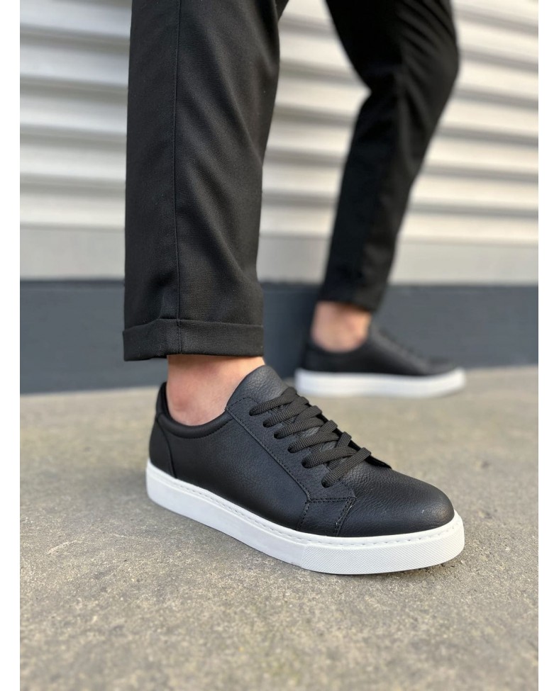 JY165 Elite Bağcıklı Cilt Erkek Günlük Sneaker Ayakkabı CBT - Siyah