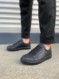JY165 Elite Bağcıklı Cilt Erkek Günlük Sneaker Ayakkabı CST - Siyah