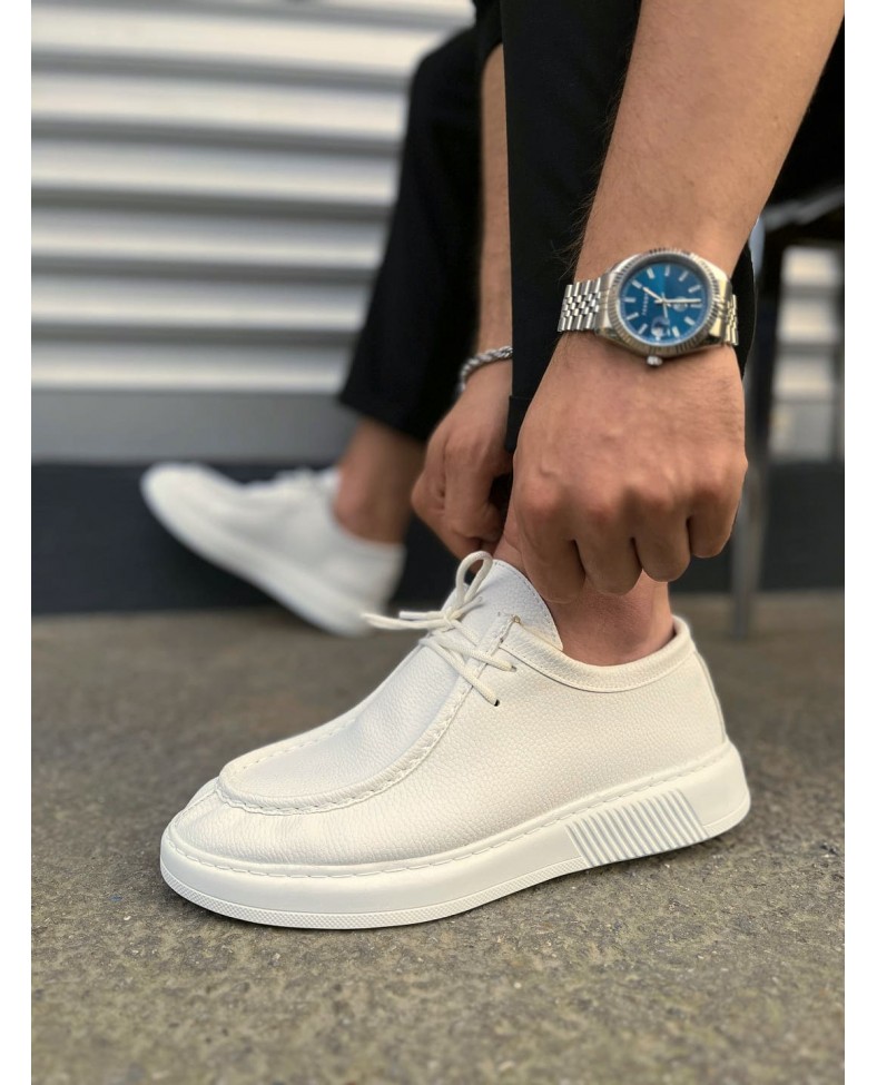JY170 Tornado Bağcıklı Cilt Erkek Günlük Spor Klasik Ayakkabı CBT - Beyaz Somersan Giyim | Kadın, Erkek ve Çocuk Moda