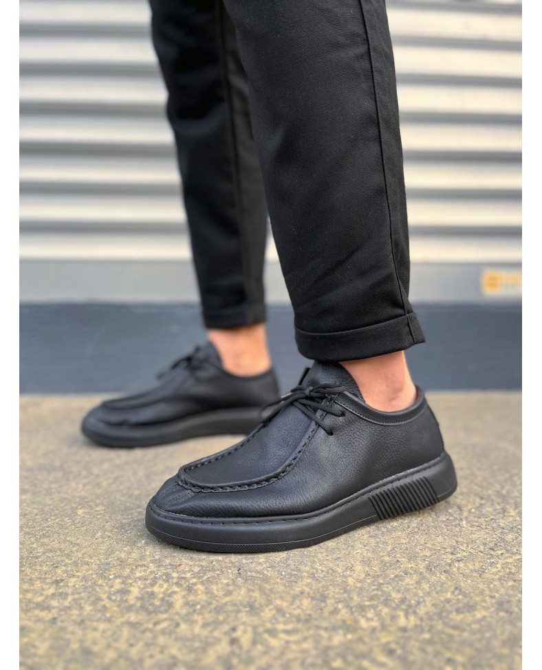 JY170 Tornado Bağcıklı Cilt Erkek Günlük Spor Klasik Ayakkabı CST - Siyah Somersan Giyim | Kadın, Erkek ve Çocuk Moda