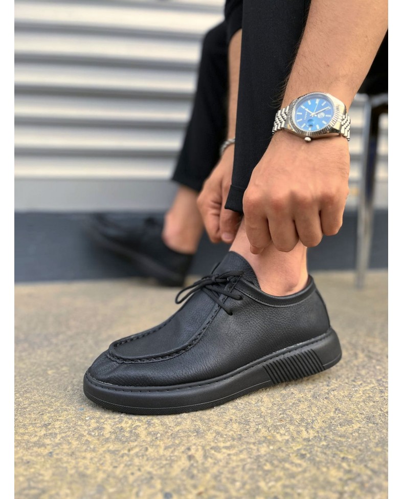 JY170 Tornado Bağcıklı Cilt Erkek Günlük Spor Klasik Ayakkabı CST - Siyah Somersan Giyim | Kadın, Erkek ve Çocuk Moda