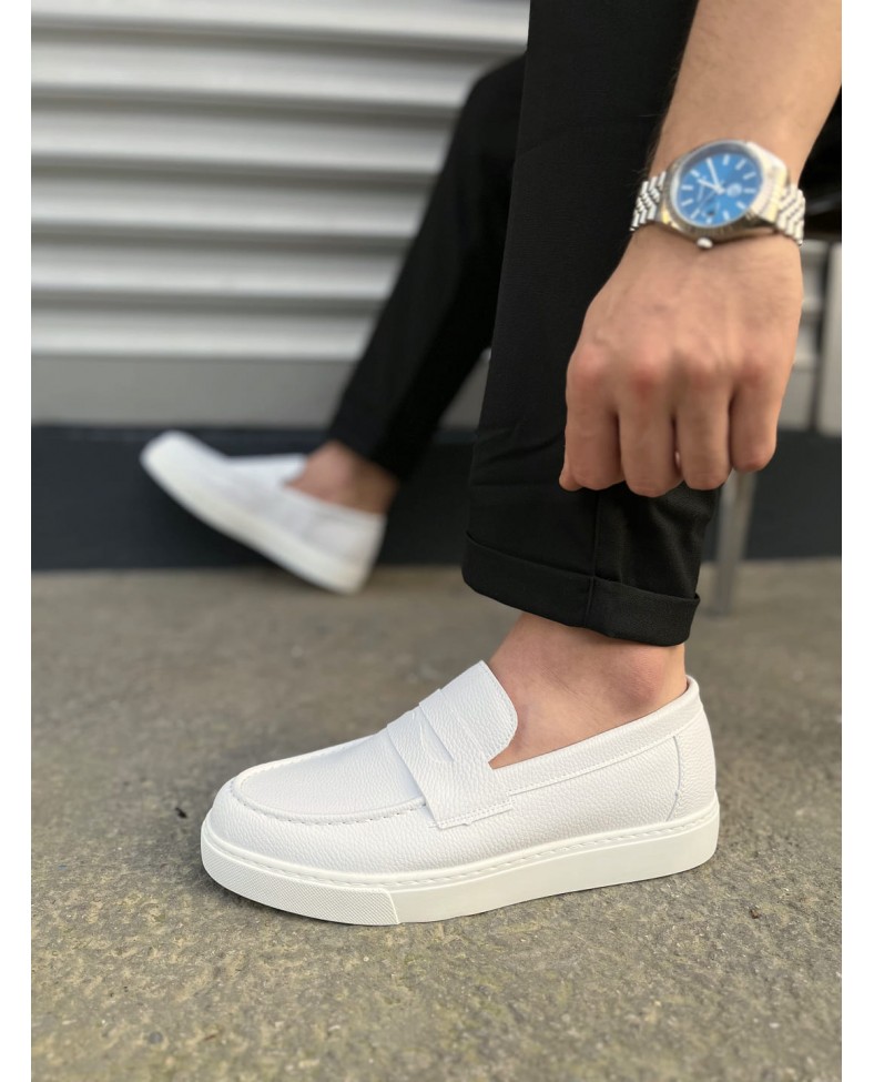 JY180 Estilo X Bağcıksız Cilt Erkek Günlük Spor Klasik Ayakkabı CBT - Beyaz Somersan Giyim | Kadın, Erkek ve Çocuk Moda