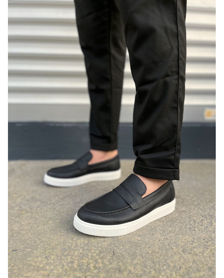 JY180 Estilo X Bağcıksız Cilt Erkek Günlük Spor Klasik Ayakkabı CBT - Siyah Somersan Giyim | Kadın, Erkek ve Çocuk Moda