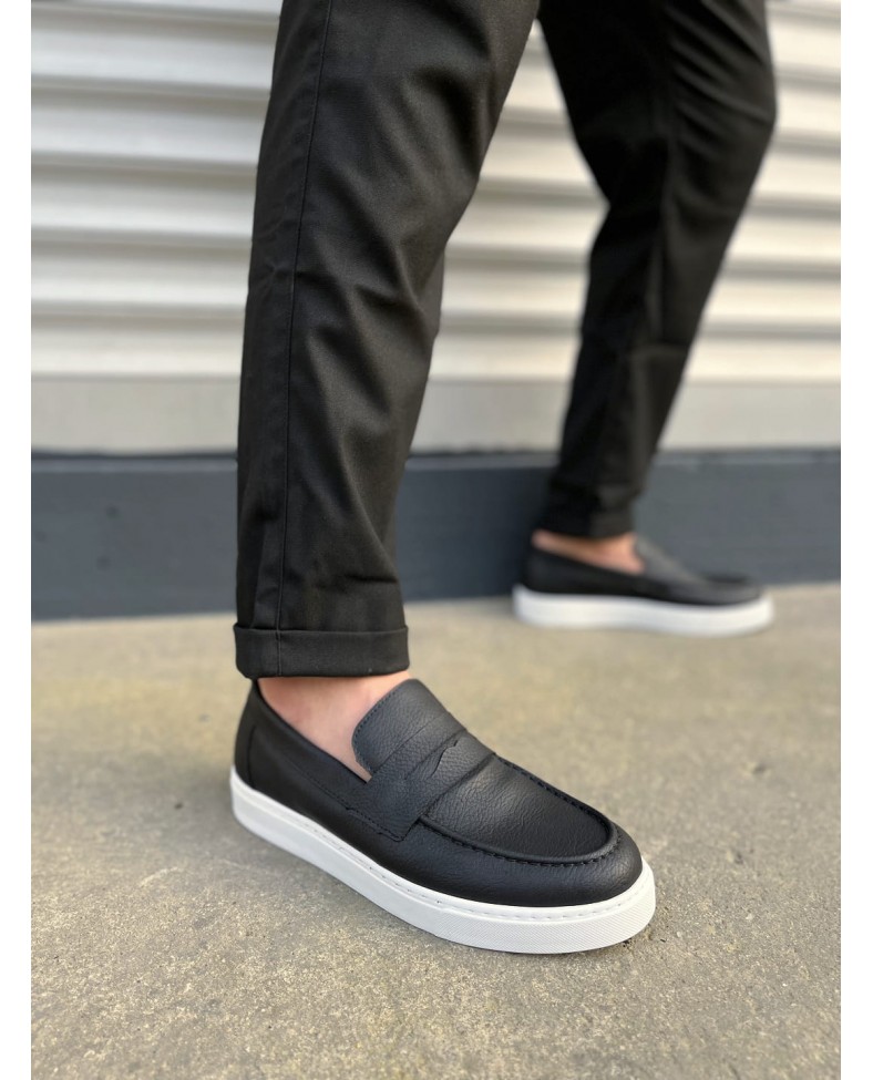 JY180 Estilo X Bağcıksız Cilt Erkek Günlük Spor Klasik Ayakkabı CBT - Siyah Somersan Giyim | Kadın, Erkek ve Çocuk Moda