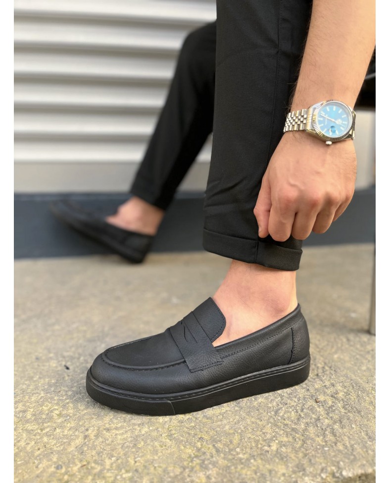 JY180 Estilo X Bağcıksız Cilt Erkek Günlük Spor Klasik Ayakkabı CST - Siyah Somersan Giyim | Kadın, Erkek ve Çocuk Moda