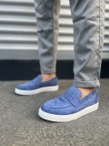 JY180 Estilo X Bağcıksız Süet Erkek Günlük Spor Klasik Ayakkabı SBT - Mavi Somersan Giyim | Kadın, Erkek ve Çocuk Moda