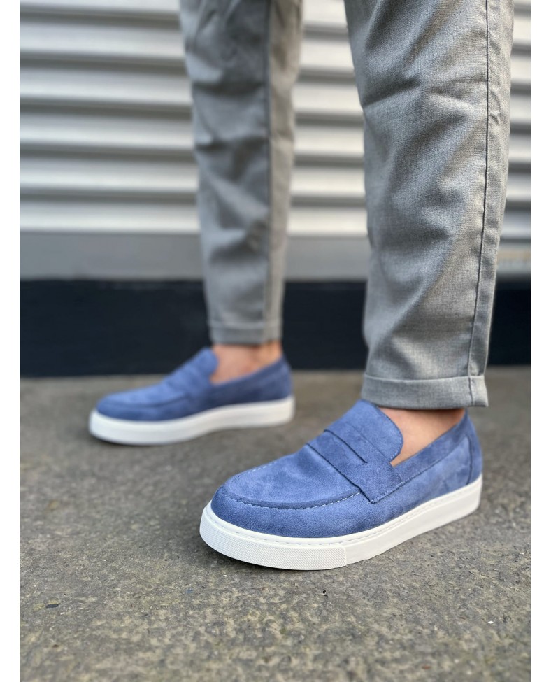 JY180 Estilo X Bağcıksız Süet Erkek Günlük Spor Klasik Ayakkabı SBT - Mavi Somersan Giyim | Kadın, Erkek ve Çocuk Moda