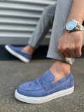 JY180 Estilo X Bağcıksız Süet Erkek Günlük Spor Klasik Ayakkabı SBT - Mavi Somersan Giyim | Kadın, Erkek ve Çocuk Moda