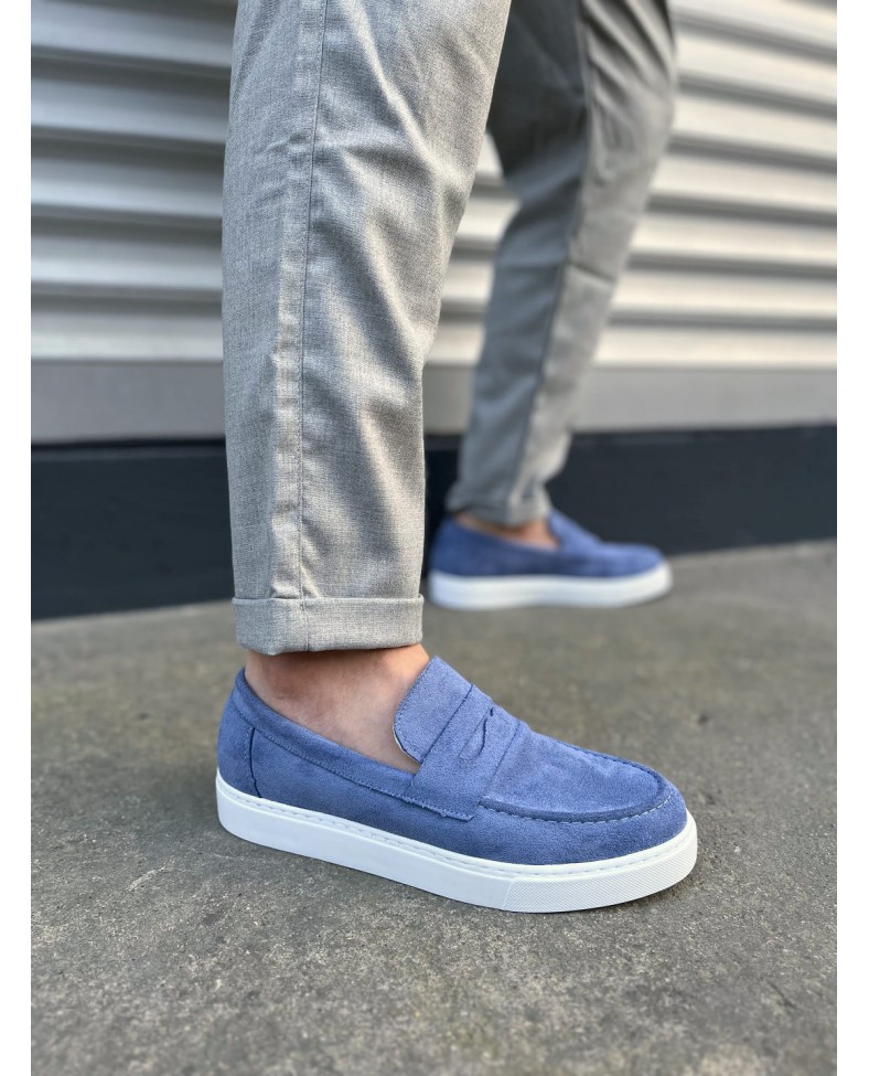 JY180 Estilo X Bağcıksız Süet Erkek Günlük Spor Klasik Ayakkabı SBT - Mavi Somersan Giyim | Kadın, Erkek ve Çocuk Moda