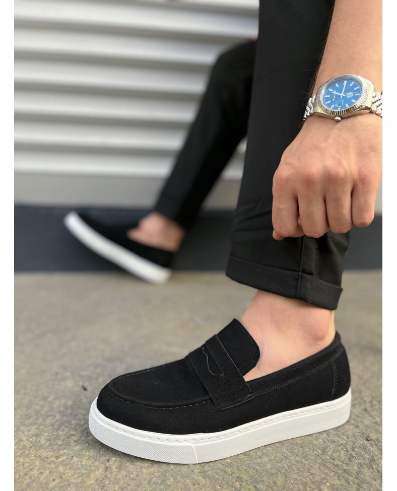 JY180 Estilo X Bağcıksız Süet Erkek Günlük Spor Klasik Ayakkabı SBT - Siyah Somersan Giyim | Kadın, Erkek ve Çocuk Moda