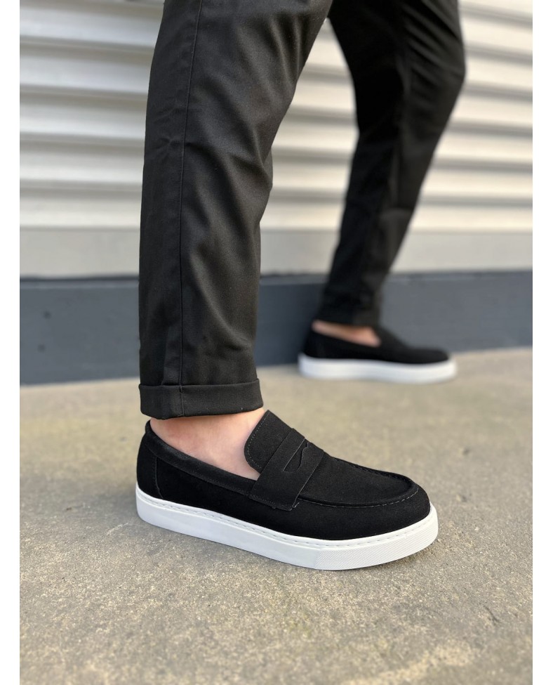 JY180 Estilo X Bağcıksız Süet Erkek Günlük Spor Klasik Ayakkabı SBT - Siyah Somersan Giyim | Kadın, Erkek ve Çocuk Moda