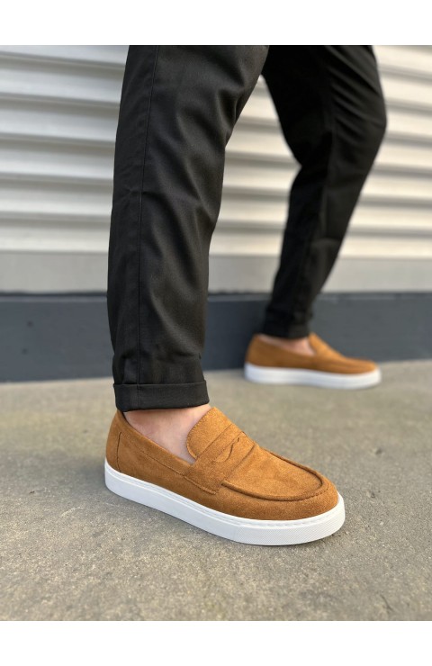 JY180 Estilo X Bağcıksız Süet Erkek Günlük Spor Klasik Ayakkabı SBT - Taba