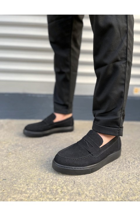 JY180 Estilo X Bağcıksız Süet Erkek Günlük Spor Klasik Ayakkabı SST - Siyah