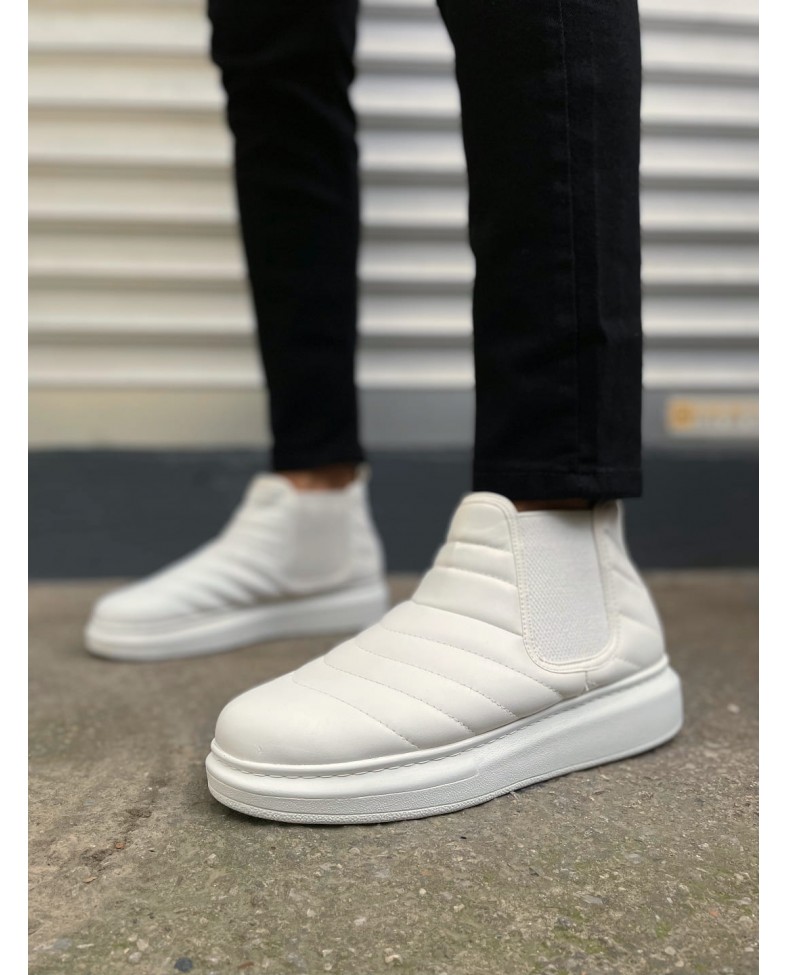 JY205 Boston Bağcıksız Ortopedik Taban Cilt Erkek Spor Bot CBT - Beyaz Somersan Giyim | Kadın, Erkek ve Çocuk Moda