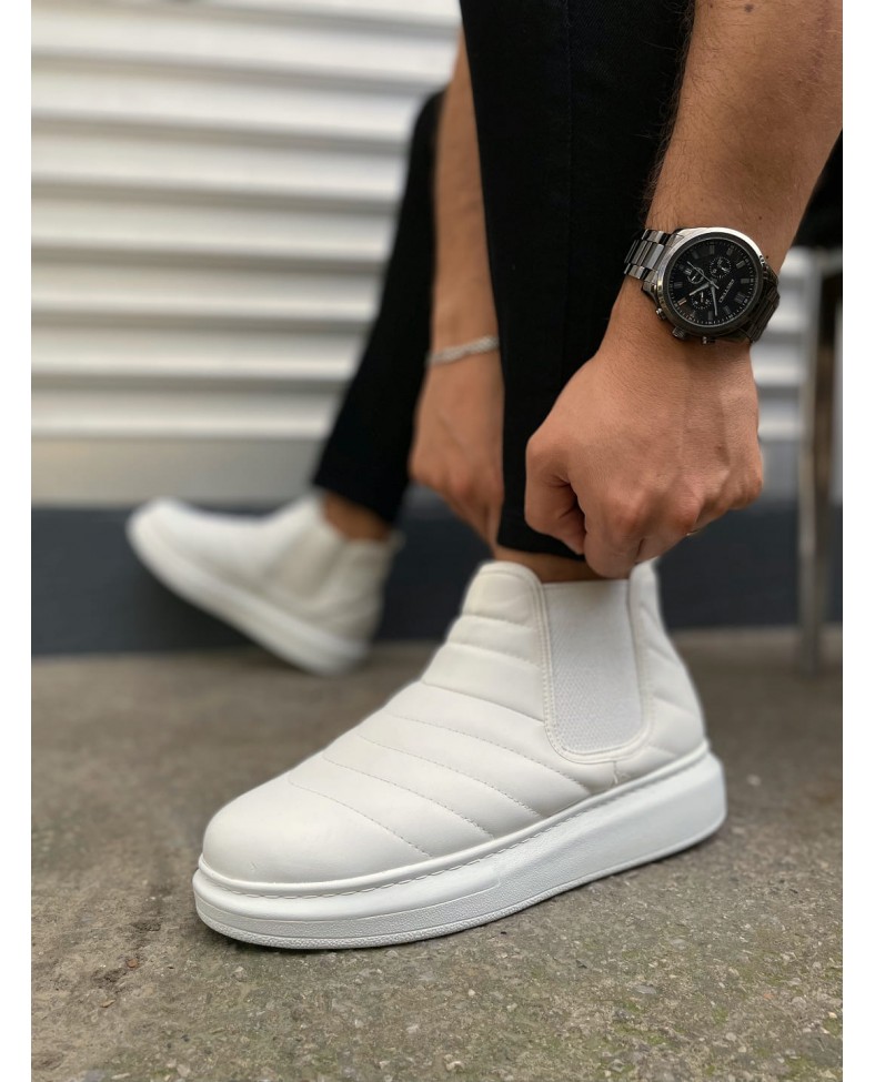 JY205 Boston Bağcıksız Ortopedik Taban Cilt Erkek Spor Bot CBT - Beyaz Somersan Giyim | Kadın, Erkek ve Çocuk Moda