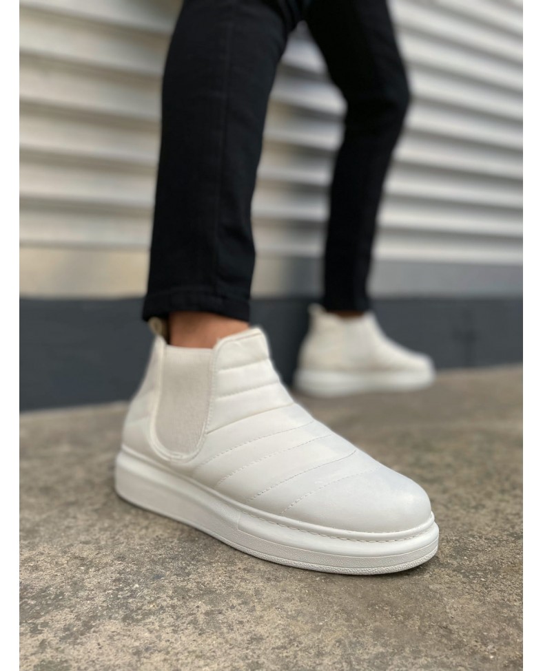 JY205 Boston Bağcıksız Ortopedik Taban Cilt Erkek Spor Bot CBT - Beyaz Somersan Giyim | Kadın, Erkek ve Çocuk Moda