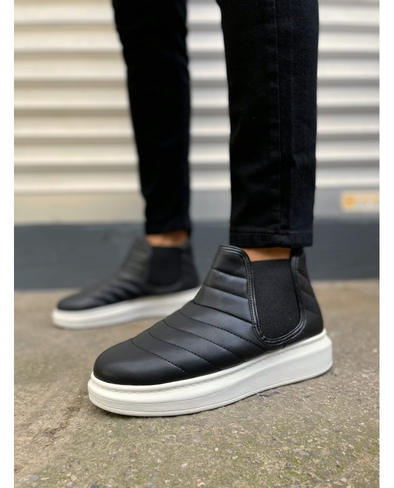 JY205 Boston Bağcıksız Ortopedik Taban Cilt Erkek Spor Bot CBT - Siyah Somersan Giyim | Kadın, Erkek ve Çocuk Moda