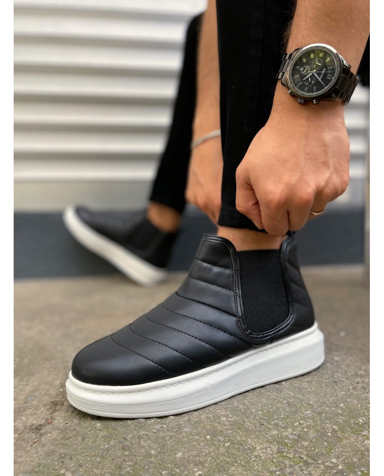 JY205 Boston Bağcıksız Ortopedik Taban Cilt Erkek Spor Bot CBT - Siyah Somersan Giyim | Kadın, Erkek ve Çocuk Moda