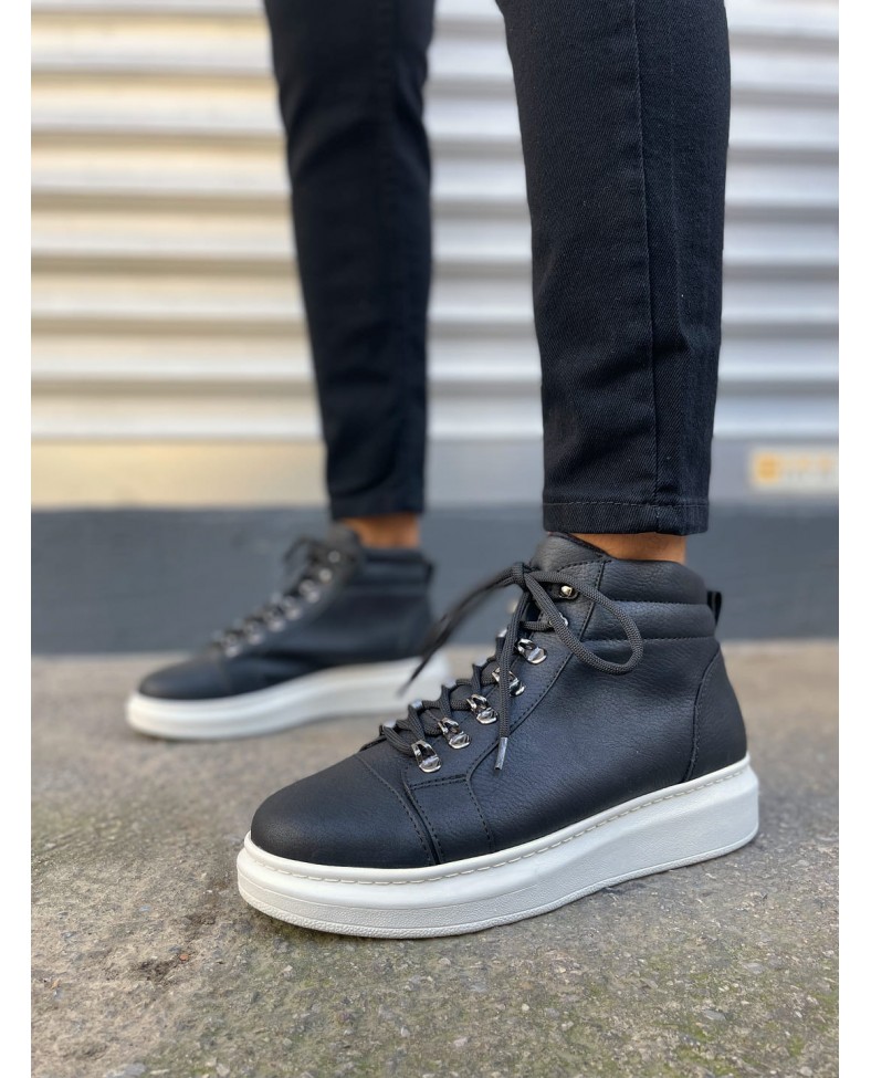 JY206 Ottawa Bağcıklı Ortopedik Taban Cilt Erkek Spor Bot CBT - Siyah Somersan Giyim | Kadın, Erkek ve Çocuk Moda