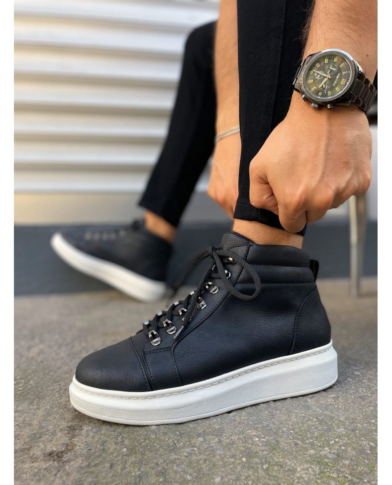 JY206 Ottawa Bağcıklı Ortopedik Taban Cilt Erkek Spor Bot CBT - Siyah Somersan Giyim | Kadın, Erkek ve Çocuk Moda