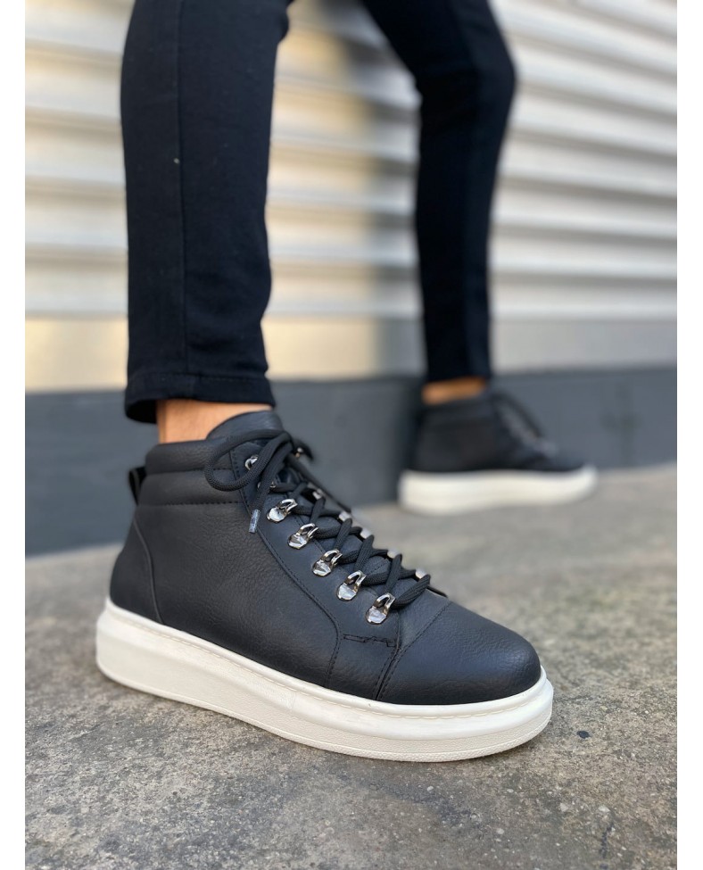 JY206 Ottawa Bağcıklı Ortopedik Taban Cilt Erkek Spor Bot CBT - Siyah Somersan Giyim | Kadın, Erkek ve Çocuk Moda