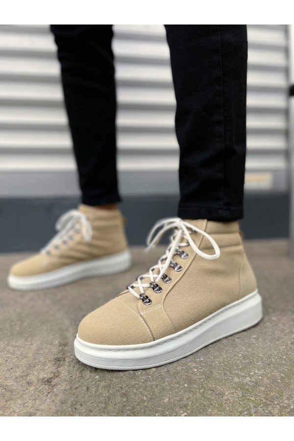 JY206 Ottawa Bağcıklı Ortopedik Taban Süet Erkek Spor Bot SBT - Krem