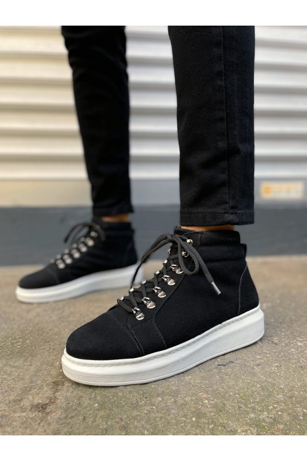 JY206 Ottawa Bağcıklı Ortopedik Taban Süet Erkek Spor Bot SBT - Siyah