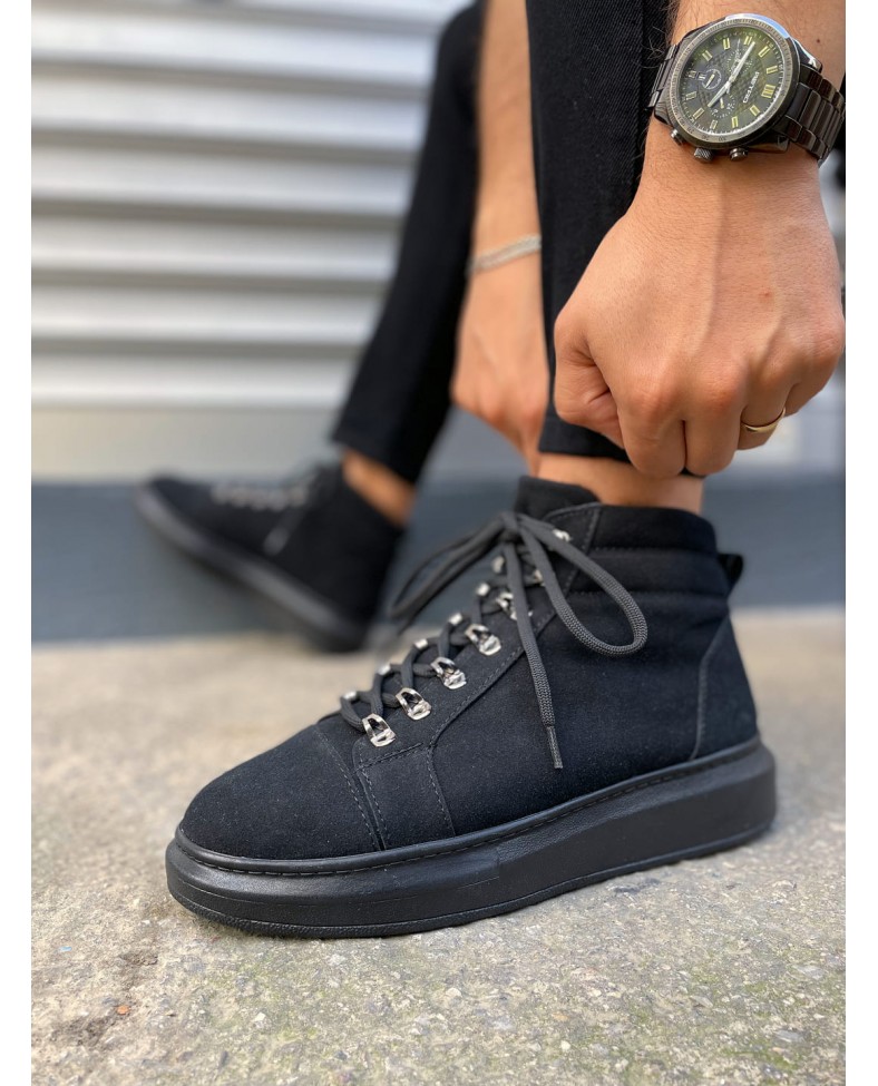 JY206 Ottawa Bağcıklı Ortopedik Taban Süet Erkek Spor Bot SST - Siyah Somersan Giyim | Kadın, Erkek ve Çocuk Moda