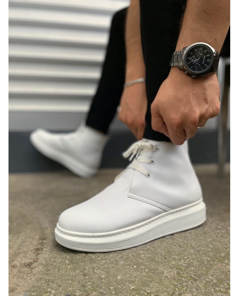 JY207 Oslo Bağcıklı Ortopedik Taban Cilt Erkek Spor Bot CBT - Beyaz Somersan Giyim | Kadın, Erkek ve Çocuk Moda