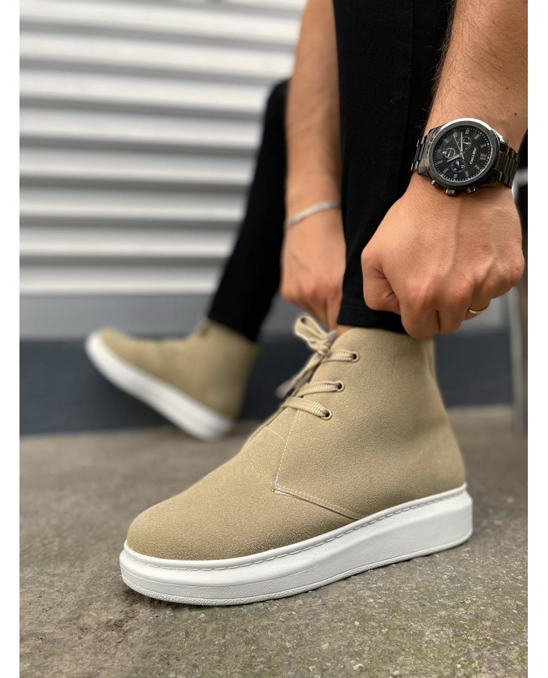 JY207 Oslo Bağcıklı Ortopedik Taban Süet Erkek Spor Bot SBT - Krem Somersan Giyim | Kadın, Erkek ve Çocuk Moda