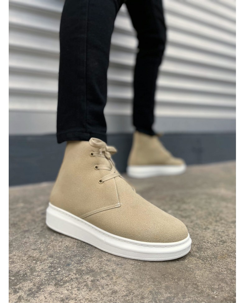 JY207 Oslo Bağcıklı Ortopedik Taban Süet Erkek Spor Bot SBT - Krem Somersan Giyim | Kadın, Erkek ve Çocuk Moda