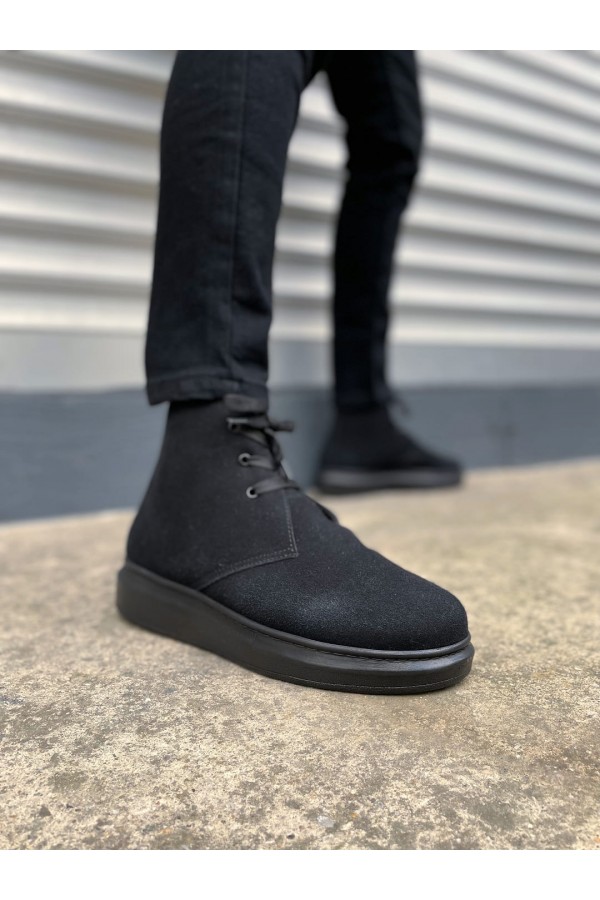 JY207 Oslo Bağcıklı Ortopedik Taban Süet Erkek Spor Bot SST - Siyah