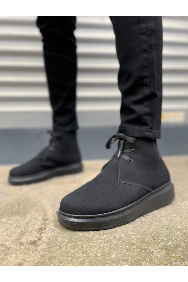 JY207 Oslo Bağcıklı Ortopedik Taban Süet Erkek Spor Bot SST - Siyah