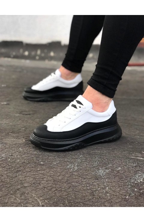 JY507 Alone Bağcıklı Cilt Erkek Günlük Sneaker Ayakkabı CST Beyaz/Siyah
