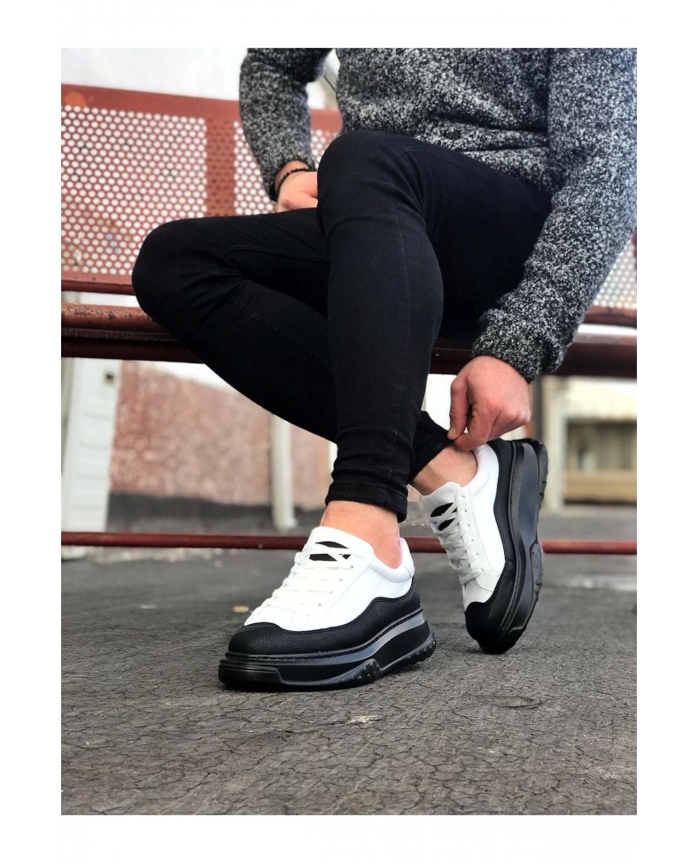 JY507 Alone Bağcıklı Cilt Erkek Günlük Sneaker Ayakkabı CST Beyaz/Siyah