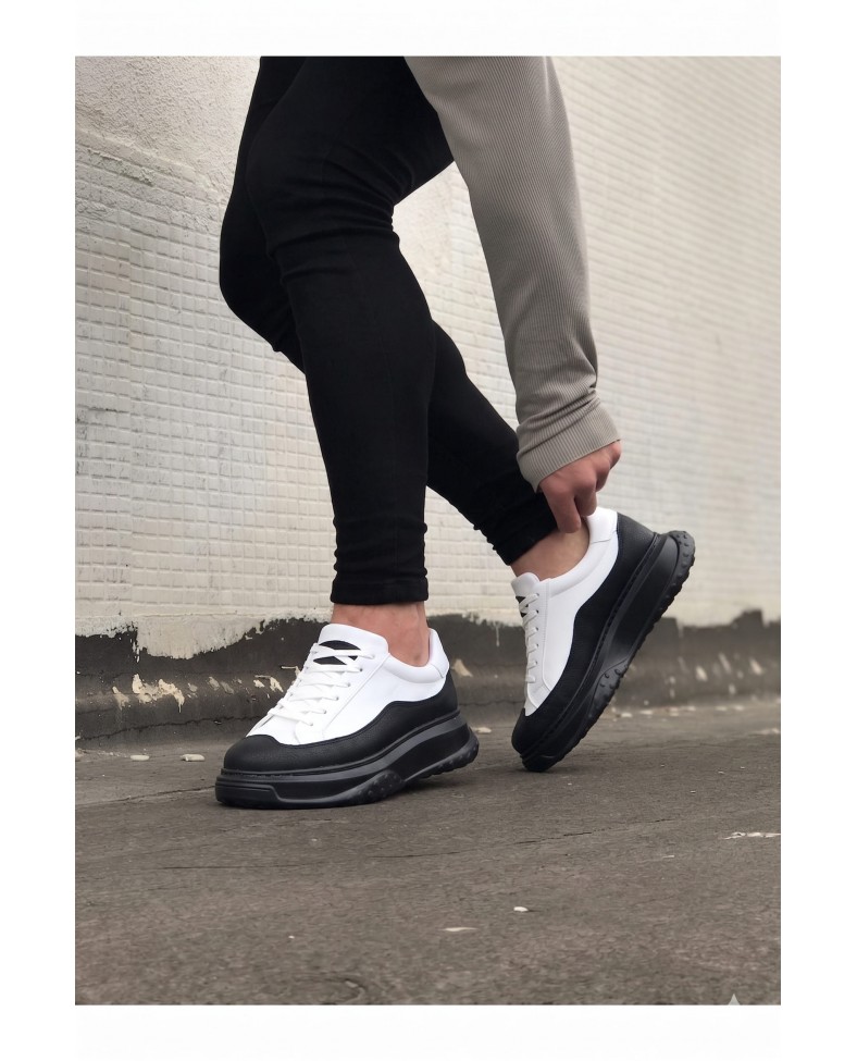 JY507 Alone Bağcıklı Cilt Erkek Günlük Sneaker Ayakkabı CST Beyaz/Siyah